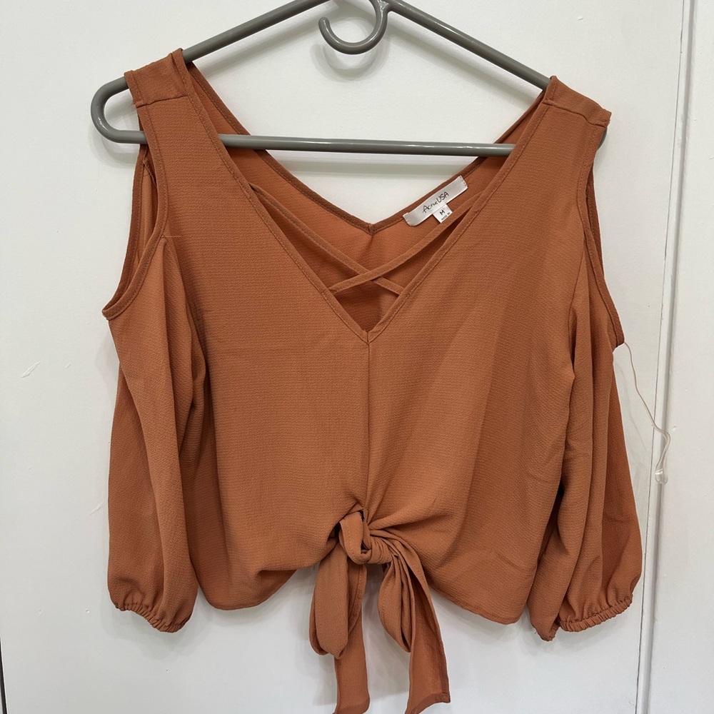 Orange half length sleeve crop!